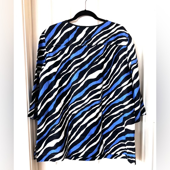 JONES NEW YORK XL 100% Linen 3/4 Sleeve Animal Print No Iron Tunic Top - Picture 2 of 5